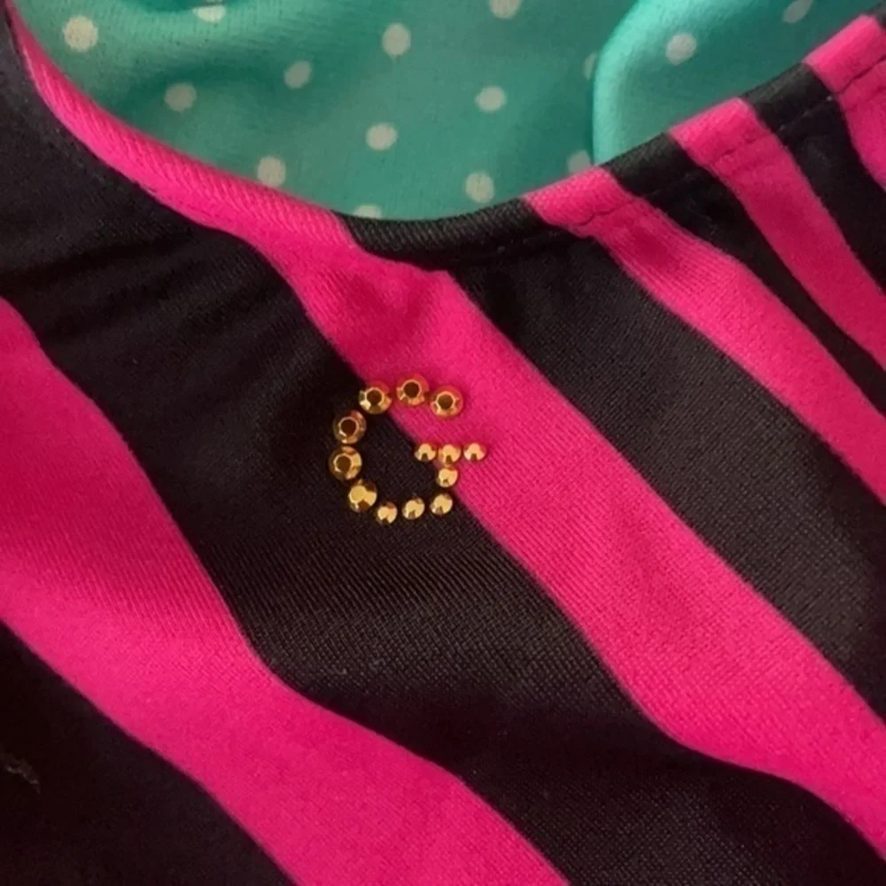 Guess swimsuit juniors size M hot pink black one piece swim